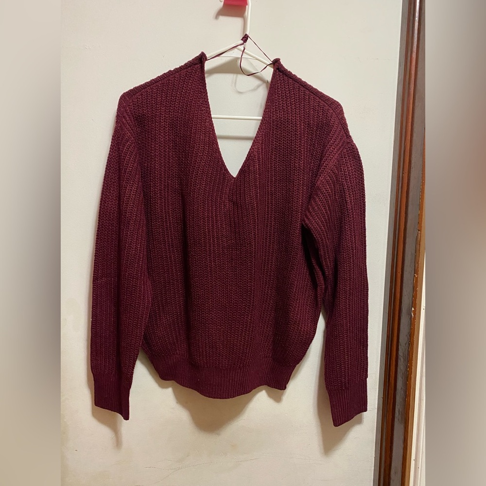 Women's Burgundy Sweater - Picture 2 of 2